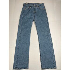 Levi's 501 Men W30 L34 Blue Straight Leg Button Fly Denim Jeans